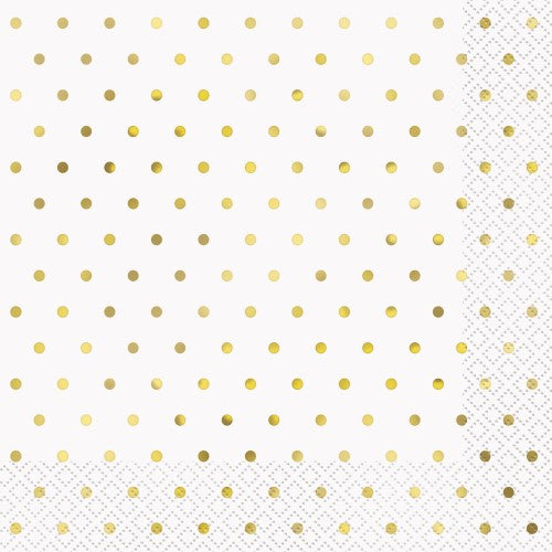 Foil Stamped Mini Dots Gold 16 Luncheon Napkins 2ply 33cm x 33cm (13" x 13")